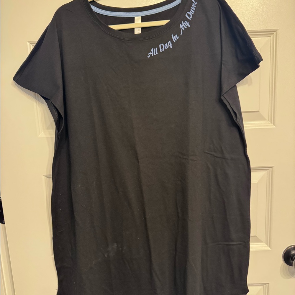 Black Graphic Long Nightshirt